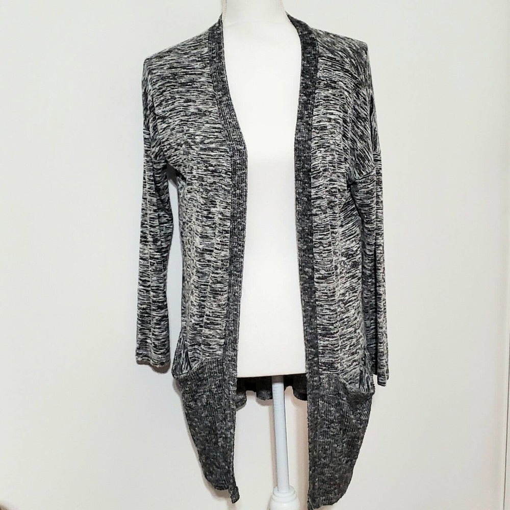 Soft Surroundings Cardigan Sz XS Pockets Stretch Comfort Gray Marled‎ Open Front